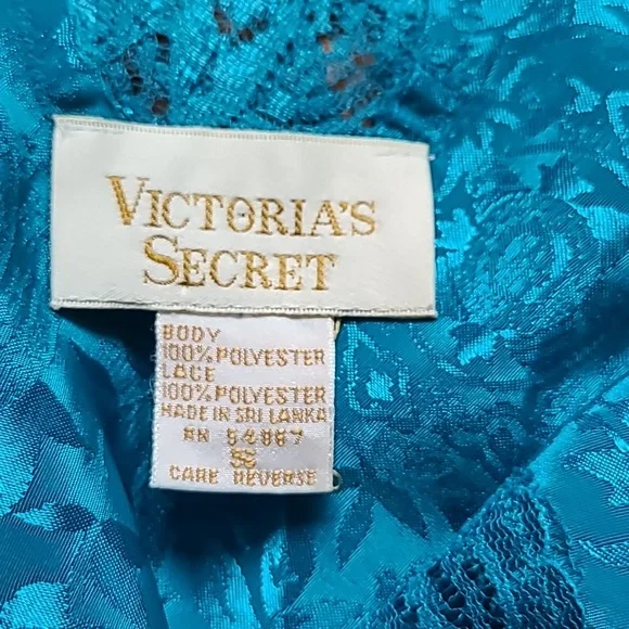 Gold label vintage Victoria secret paisley slip dress/ chemise teal blue
